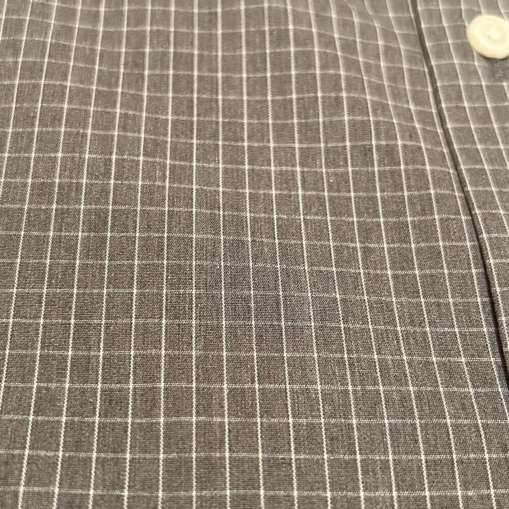 Banana Republic Men's S Wrinkle Resistant Dress Shirt Gray White Windowpane New